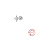 Star-shaped S925 sterling silver stud earring with clear zircon inlay and flat back - Platinum Single #8