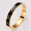 Bracciale rigido dorato a mazza da golf con smalto nero e finitura lucida - Smalto Nero