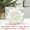 Pack de 24 copos de nieve blancos con purpurina 10cm para decoración navideña DIY - 24 unidades/caja (10cm) / Blanco