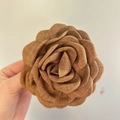 Elegant coffee brown fabric rose hair claw clip with handcrafted 3D floral petals - 9.5CM / Brown