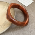 Brazalete retro de acrílico de carey ámbar con diseño geométrico cuadrado grueso para mujer - Estilo Cuadrado / Naranja