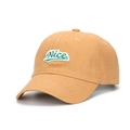 Khaki cotton baseball cap with green Nice embroidery and classic curved brim - Khaki