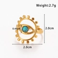 Adjustable golden stainless steel ring with turquoise evil eye design and 2.7g weight - Evil Eye Style (TR056-Blue)