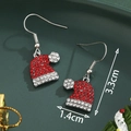 Sparkling Christmas hat drop earrings with red and white rhinestones, size 1.4x3.3cm - Red and White Rhinestone Santa Hat-SD61336