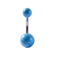 Piercing de nombril à double boule effet marbre bleu turquoise et tige courbée en acier - 1.6x10mm / Style Turquoise Synthétique (5#)