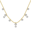 Elegant gold beaded necklace with scattered round cubic zirconia pendants for women - Nine Round Pendants Style (DY190873)
