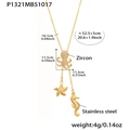 Detailed view of octopus pendant with zircon stones and seagull starfish size dimensions - Gold (P1321)