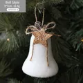 Campana di Natale in peluche bianco con pigna e stella, addobbo per albero di 9x7cm - Campana Bianca / Singola