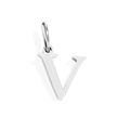 Polished silver metal letter V pendant with circular ring for DIY jewelry making - Letter V (Steel Color)