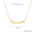 Irregular pleat wavy necklace pendant with 45+5cm chain length and 9.3g weight - Wavy Long Bar Shape (Gold MS-641A)