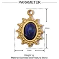 Detailed dimensions showing 15mm height and 10mm width for this natural stone pendant - YE493-3-Blue Sun