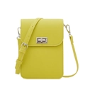 Mini lemon yellow Saffiano leather phone bag with silver twist lock and slim shoulder strap - Lemon Yellow