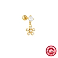 Gold S925 sterling silver moonstone flower cartilage earring with cubic zirconia - Single Gold #5 (Five-Petal Flower)