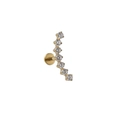 S-shaped golden titanium piercing stud with seven sparkling white round crystals - NO 8-S-Shape Curved / 1.2x8mm / Gold