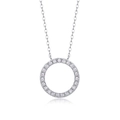 Elegant S925 sterling silver necklace with a circular pendant encrusted with pavé zircons - 23 Moissanite Stones / 40+5cm