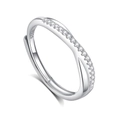 S925 sterling silver Mobius ring in silver finish with adjustable band and sparkling crystals - FDJZ-159-Women's
