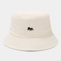 Dettaglio cappello alla pescatora in cotone crema con ricamo di volpe e tesa cucita - M (56-58cm) / Beige