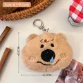 Plush brown bear keychain charm with cute embroidery for backpacks, size 8.5x6.5cm - 1# Runny Nose Bear Keychain