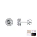 Boucles d'oreilles clous en argent S925 avec moissanite ronde de couleur D et halo - Stud boucles d'oreilles