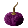 Zucca decorativa in velluto viola scuro con gambo a spirale dorato per decoro natalizio - 7cm / Viola