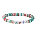 Bracciale di Natale con scritta HAPPY colorata e perline rosse, verdi e bianche - Stile Lettera HAPPY / 001-Lettere HAPPY Colorate