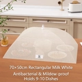 Couvre-plat pliable rectangulaire blanc crème, 70x50cm, pour 9 à 10 assiettes à table - [Standard/Cousu] Rectangulaire 70×50cm / Blanc Cassé