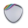 Polished silver stainless steel triangular jewelry tray with vibrant rainbow accent - Silver