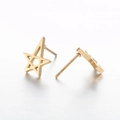 Minimalist gold brushed stainless steel star stud earrings in modern geometric style - Pentagram Style (420) / Gold