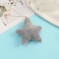 Dettaglio di portachiavi a stella in peluche grigio con cordino dorato su blu - Grigio Argento
