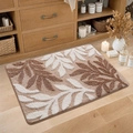 Absorbent bathroom mat with brown leaf pattern on soft microfiber fabric for bath decor - Sound of Leaves