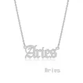 Macro shot of silver Gothic Aries pendant on fine chain necklace detail - Aries (Steel Color)