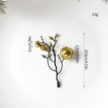 Christmas gold berry spray with glitter sequins and smooth metallic beads, 10.5cm length - Gold