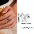 Titanium steel butterfly open ring in silver finish with detailed product dimensions - Steel Color 16