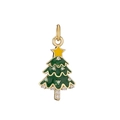 Close-up of golden Christmas tree pendant with green enamel and sparkling rhinestones - Gold Green Enamel Christmas Tree with Star Pendant