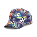 Casquette de baseball bleue pour enfants avec motifs de football et accents vert fluo - Imprimé Football Bleu Marine