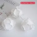 Three-piece set of white glitter Christmas flower buds with wire stems for tree decor - Set of 3 / White / 8CM Flower Bud Style