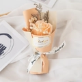Macro view of champagne soap rose bouquet with Thank You label and Just For You ribbon - Champagne Rose