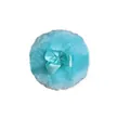 Light blue fluffy baby powder puff with a matching silk bow handle for easy application - No Packaging / Green