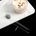 Elegant long dark gray heart-shaped glass stirring spoon with clear handle, 148mm length - Gray