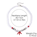 Baroque pearl layered necklace with red chili pendant and silver beads, 45+7cm length - Silver Red Chili Pearl Pendant Necklace