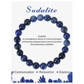 8mm natural blue sodalite beaded stretch bracelet on professional product display card - Sodalite Bracelet