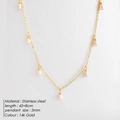 Minimalistische 14k vergoldete Edelstahlhalskette mit fünf kleinen 5mm Perlenanhängern - Gold