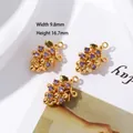 Three-piece 18K gold-plated grape pendants with purple cubic zirconia for DIY jewelry - Style 8 Grapes