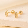 Détails des boucles d'oreilles marquise en zircon doré avec fermoir à vis sur soie - Incrustation Marquise / Or Zircon Blanc