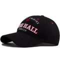 Gorra de béisbol de algodón negro con bordado de palmera West Indies y detalles rojos - Ajustable / Negro