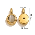 Detailed view of oval natural stone pendant with dimensions 23.5mm by 13.5mm - Gold Oval Pendant - White Cat's Eye Stone