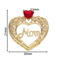 18K gold plated heart wing pendant with red stone and Mom script, 21mm size - Mom Artistic Font Zirconia Pendant (20*21mm)