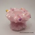 Pink LED lighted crinkled decorative wrap with colorful plush pom-poms for gift packaging - Christmas Pink (4 Sets/Pack)