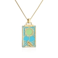 Collana con pendente Tarocchi del Sole placcata oro 18 carati con dettagli in smalto blu - Carta dei Tarocchi - Il Sole