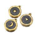 Pendentifs en acier doré avec étoile, cœur et lune en émail noir pour bijoux DIY - Étoile / Noir